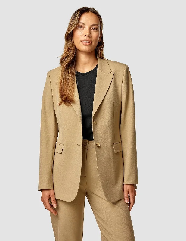 Stylish Women's Garments For Holidays Artful Design Essential Blazer Caramel
