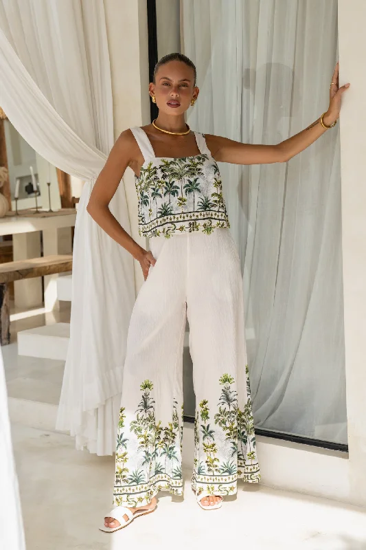 Women's Holiday Clothing Lighten Up With Nordic Styles Sabina Green Tropical Jumpsuit Women's Holiday Clothing Lighten Up With Nordic Styles Sabina Green Tropical Jumpsuit