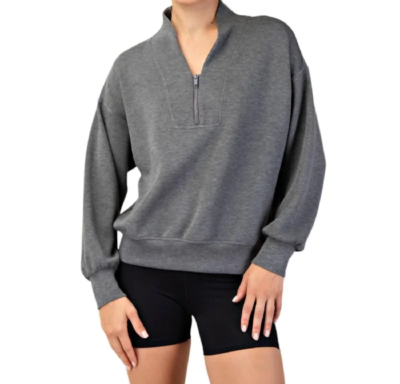 Women's Transitional Apparel Explore What's New Scuba Half Zip Sweatshirt In Grey